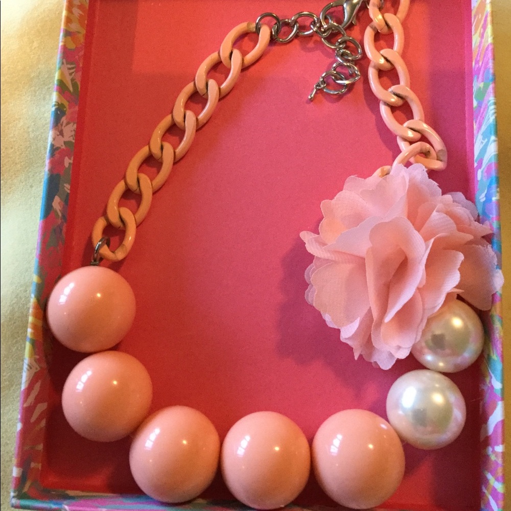 Peach huge pearl statement necklace